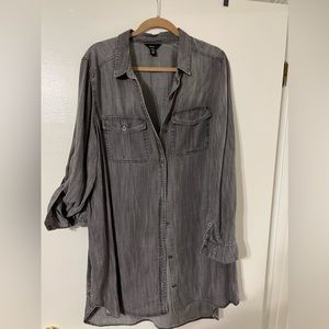 Denim button down tunic